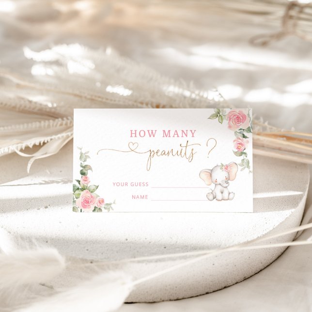 Cartão De Informações Elefante rosa adivinha quantos amendoins (Criador carregado)