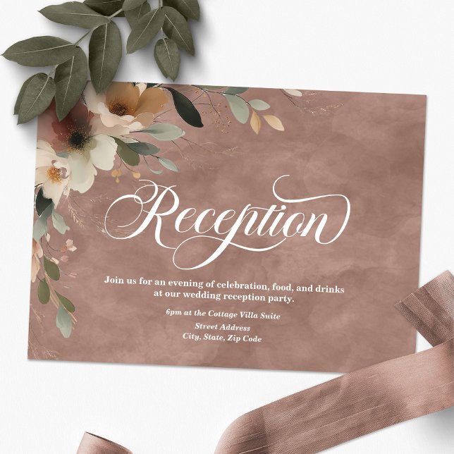 Cartão De Informações Elegance Elegance Rosewood Recepção de casamento R (Continue the celebration—our elegant reception cards guide guests from vows to festivities.)