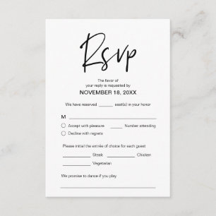 Cartão De Informações Elegância Casual Moderna, Responder, Fonte Preta, 