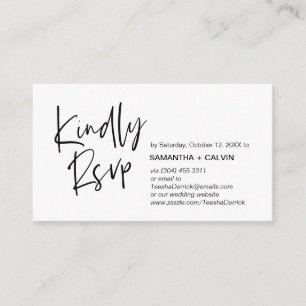 Cartão De Informações Elegância casual, Script Preto, resposta RSVP