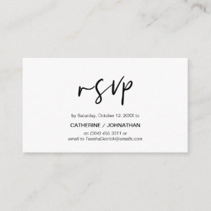 Cartão De Informações Elegância Casual, Script Preto, resposta RSVP