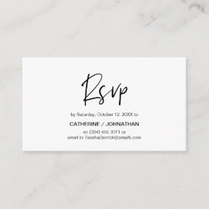 Cartão De Informações Elegância Casual, Script Preto, resposta RSVP