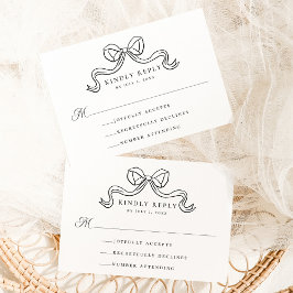 Cartão De Informações Elegância Clássica Resposta para Casamento Laço Pr