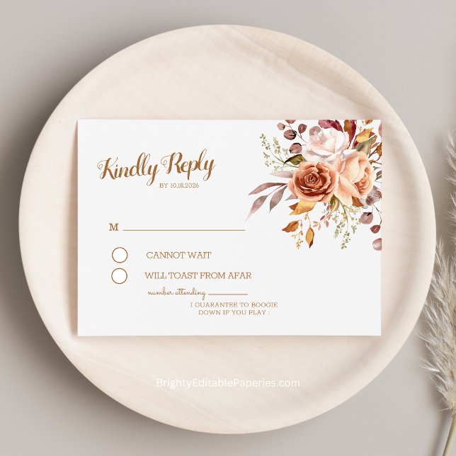 Cartão De Informações Elegância de Outono Dália de Terracota em Aquarela (Experience the warmth of autumn with our Terracotta Dahlia Watercolor RSVP Enclosure Card.)