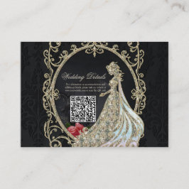 Cartão De Informações Elegância em ouro e preto.