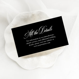 Cartão De Informações Elegância Italiana Preta Detalhes do Casamento