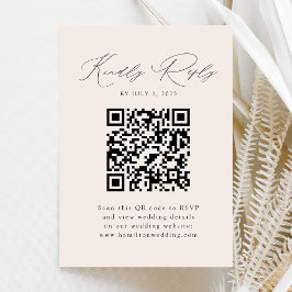 Cartão De Informações Elegância Moderna Creme QR Code RSVP