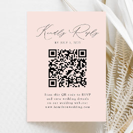 Cartão De Informações Elegância Moderna Responder RSVP Código QR Rosa