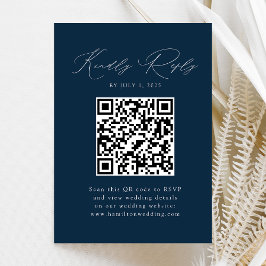 Cartão De Informações Elegância Moderna Responder RSVP com Código QR Mar