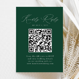 Cartão De Informações Elegância Moderna RSVP Código QR Verde