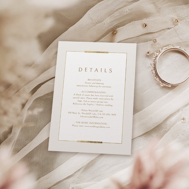 Cartão De Informações Elegância Simples de Casamento Moderno em Moldura (Framed Elegance Simple Modern Wedding Details Enclosure Card)