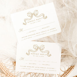 Cartão De Informações Elegância Vintage Arco Dourado Resposta Casamento