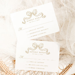 Cartão De Informações Elegância Vintage Arco Dourado RSVP Casamento