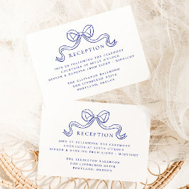 Cartão De Informações Elegância Vintage Azul Recepção de Casamento com L