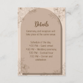 Cartão De Informações Elegant Beige Floral Wedding