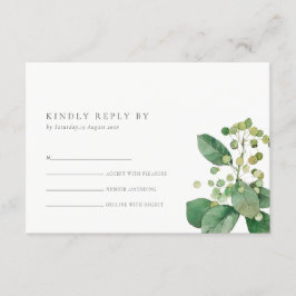 CARTÃO DE INFORMAÇÕES ELEGANT BERRY LEAFY FOLIAGE GREENERY WEDDING RSVP