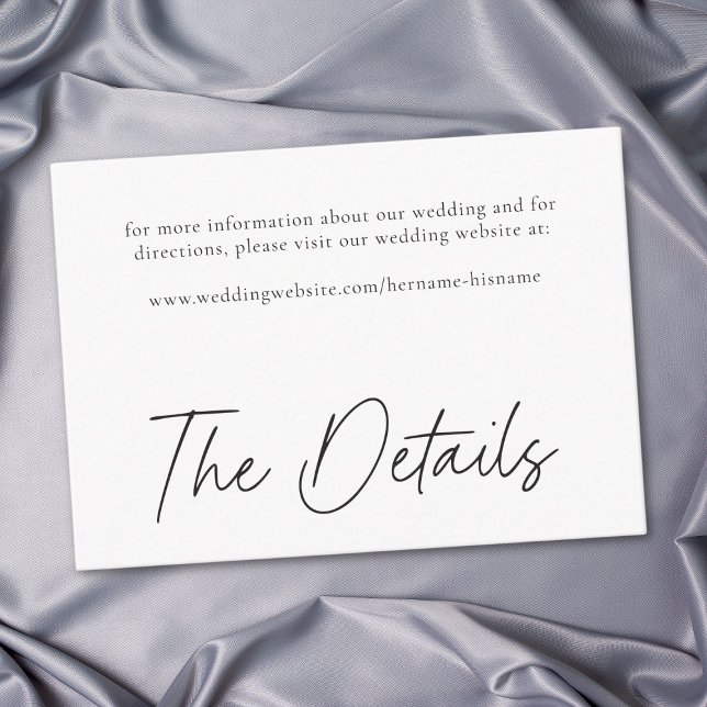 Cartão De Informações Elegant Black White Minimalist Wedding (Elegant Black White Minimalist Wedding Enclosure Card)