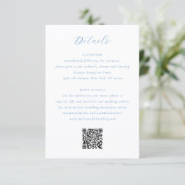 Cartão De Informações Elegant Blue and White Coastal Chic Wedding