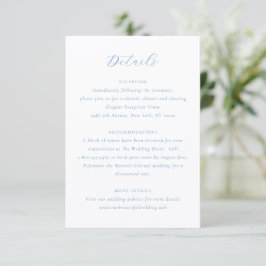 Cartão De Informações Elegant Blue and White Coastal Chic Wedding