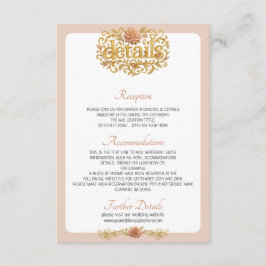 Cartão De Informações Elegant Blush Dahlias Golden Script Wedding