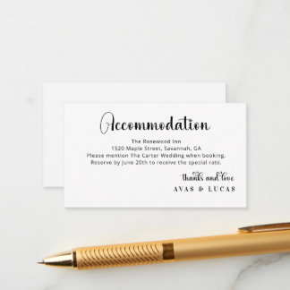 Cartão De Informações Elegant Calligraphy Script Wedding Accommodations