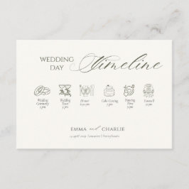 Cartão De Informações Elegant Calligraphy Wedding Day Timeline
