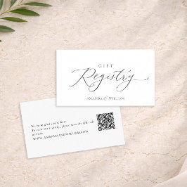 Cartão De Informações Elegant Calligraphy Wedding Registry Card with QR 