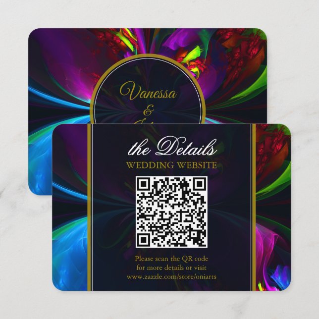 Cartão De Informações Elegant Classic Modern Floral Pattern #902 Wedding (Frente/Verso)