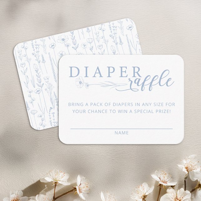 Cartão De Informações Elegant Dusty Blue Baby Shower Diaper Raffle (Dusty Blue Diaper Raffle)