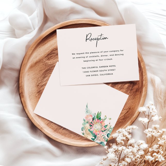 Cartão De Informações Elegant Eucalyptus Pampas Grass Wedding Reception (Criador carregado)