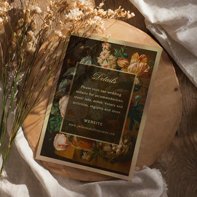 Cartão De Informações Elegant Fine Art Floral Still Life Wedding (Criador carregado)