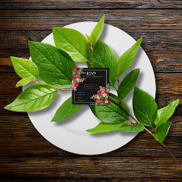 Cartão De Informações Elegant Floral Black Flower Photo Enclosure Card