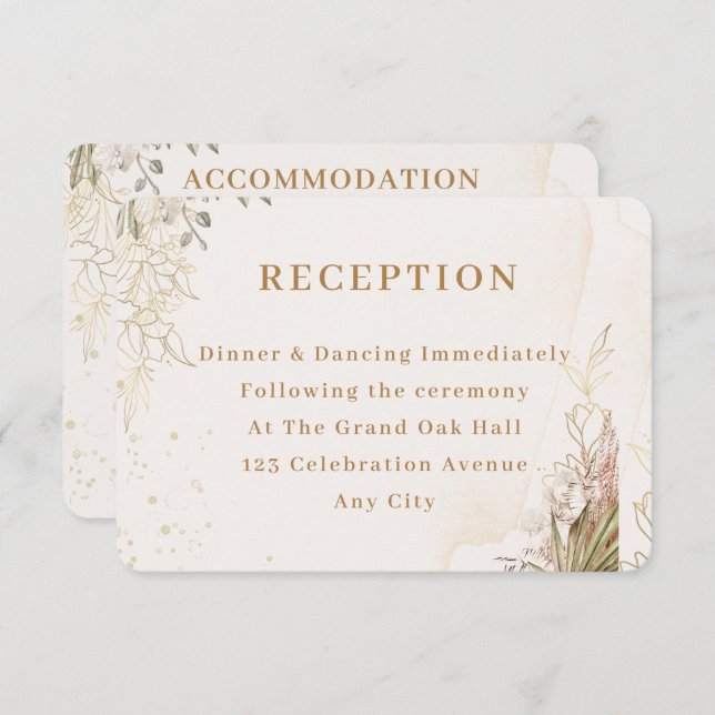 Cartão De Informações Elegant Floral Enclosure Card  (Frente/Verso)