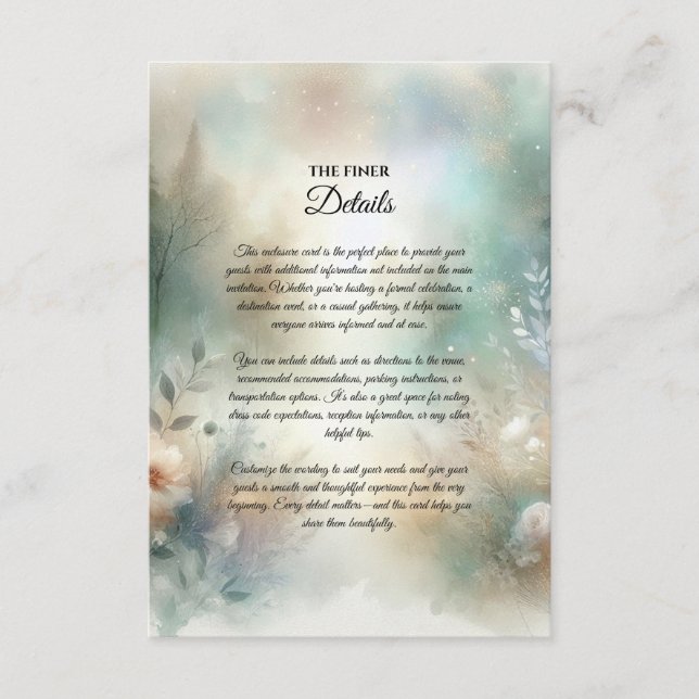 Cartão De Informações Elegant Florals in a Woodland Realm Wedding (Frente)