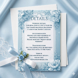 Cartão De Informações Elegant French Blue White Floral Shabby Chic Decor