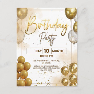Cartão De Informações Elegant Gold Birthday Party Invitation Enclosure