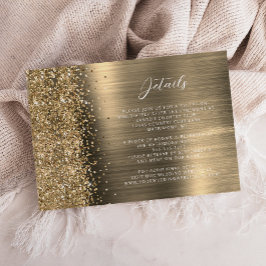 Cartão De Informações Elegant Gold Brushed Metal Wedding Details 