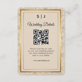 Cartão De Informações Elegant Gold Frame QR Code Wedding Details