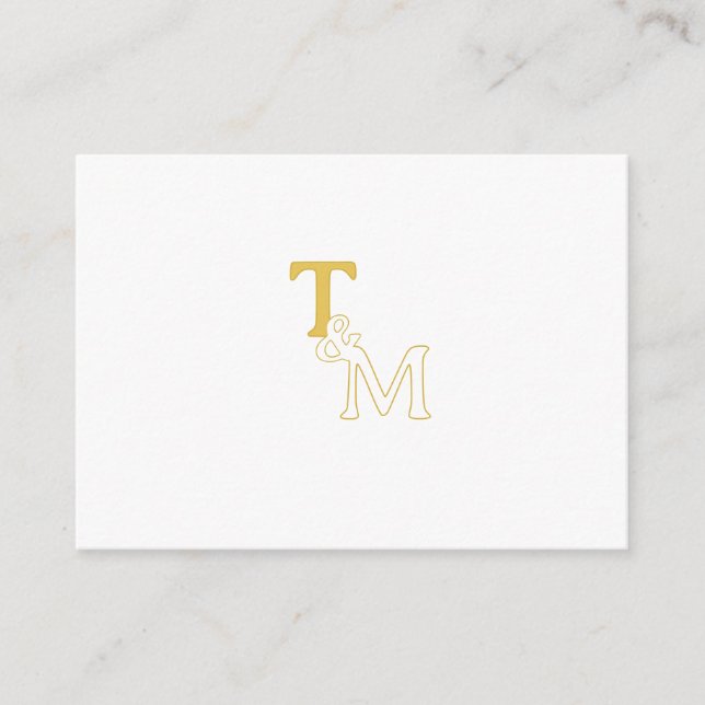 Cartão De Informações Elegant Gold Initial Monogram Enclosure Card (Frente)