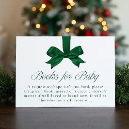 Cartão De Informações Elegant Green Bow Christmas Books For Baby
