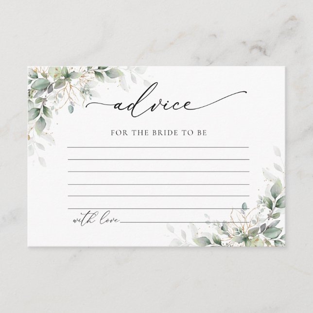 Cartão De Informações Elegant Greenery Wedding Advice Enclosure Card (Frente)