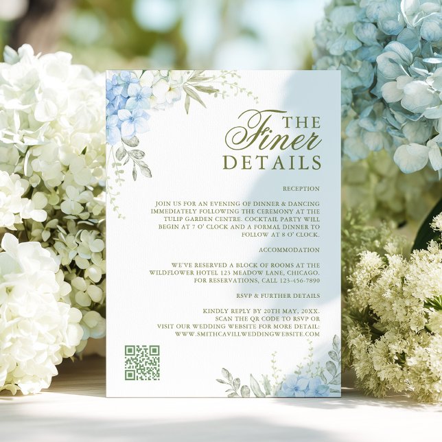 Cartão De Informações Elegant Hydrangea Wedding Details (Criador carregado)