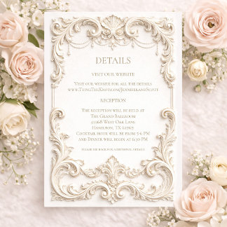 Cartão De Informações Elegant Ivory Baroque Wedding Enclosure Card