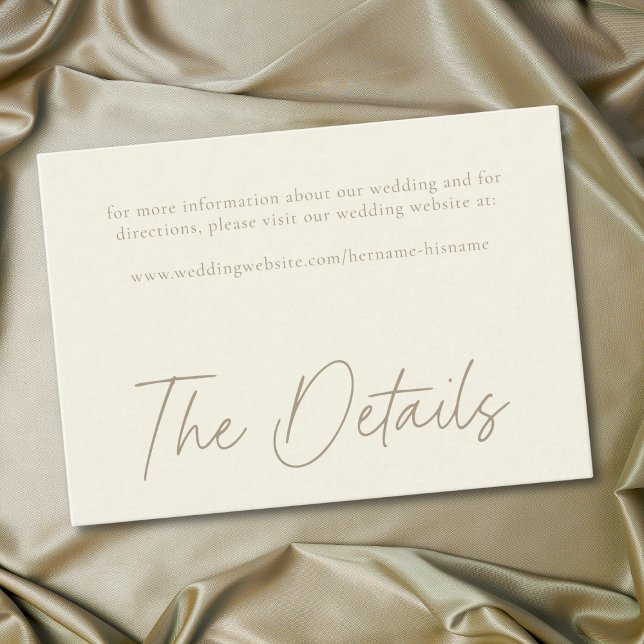Cartão De Informações Elegant Ivory Cream Minimalist Wedding (Elegant Ivory Cream Minimalist Wedding Enclosure Card)