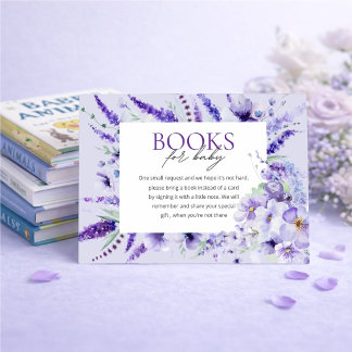 Cartão De Informações Elegant Lavender Floral Baby Shower Books for baby