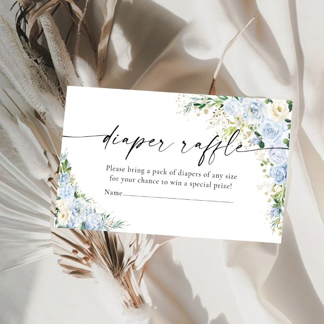 Cartão De Informações Elegant Light Blue Diaper Raffle  Enclosur (Criador carregado)