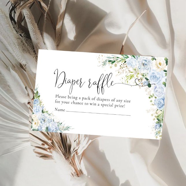 Cartão De Informações Elegant Light Blue Diaper Raffle  Enclosur (Criador carregado)