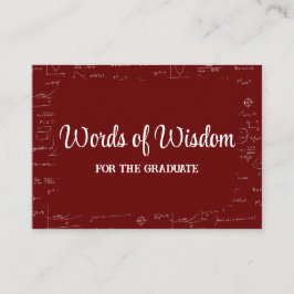 Cartão De Informações Elegant Maroon Graduate Words of Wisdom Advice