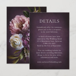 Cartão De Informações Elegant Maximalist Purple Floral Wedding