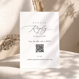 Cartão De Informações Elegant Minimal QR RSVP Card 